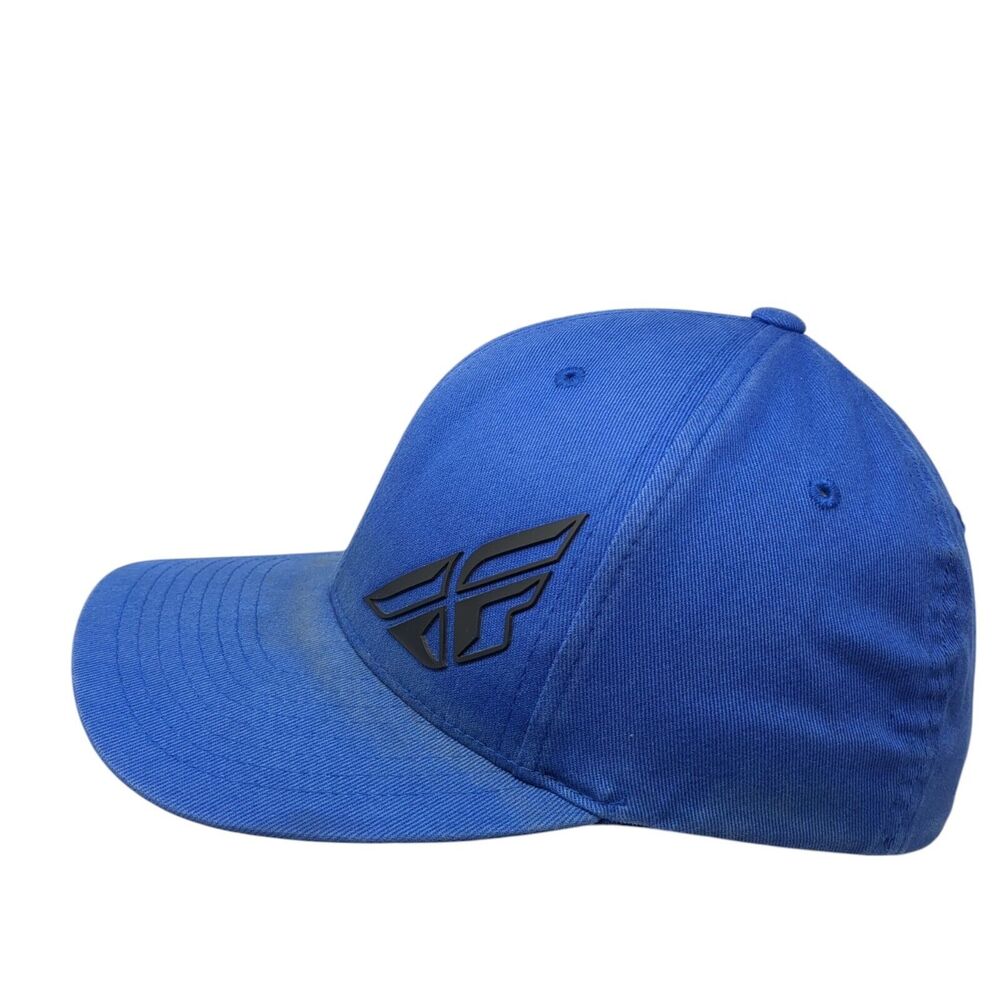 Fly Racing Fitted Hat Blue S/M Flexfit Solid 6 Panel Outdoor Stretch
